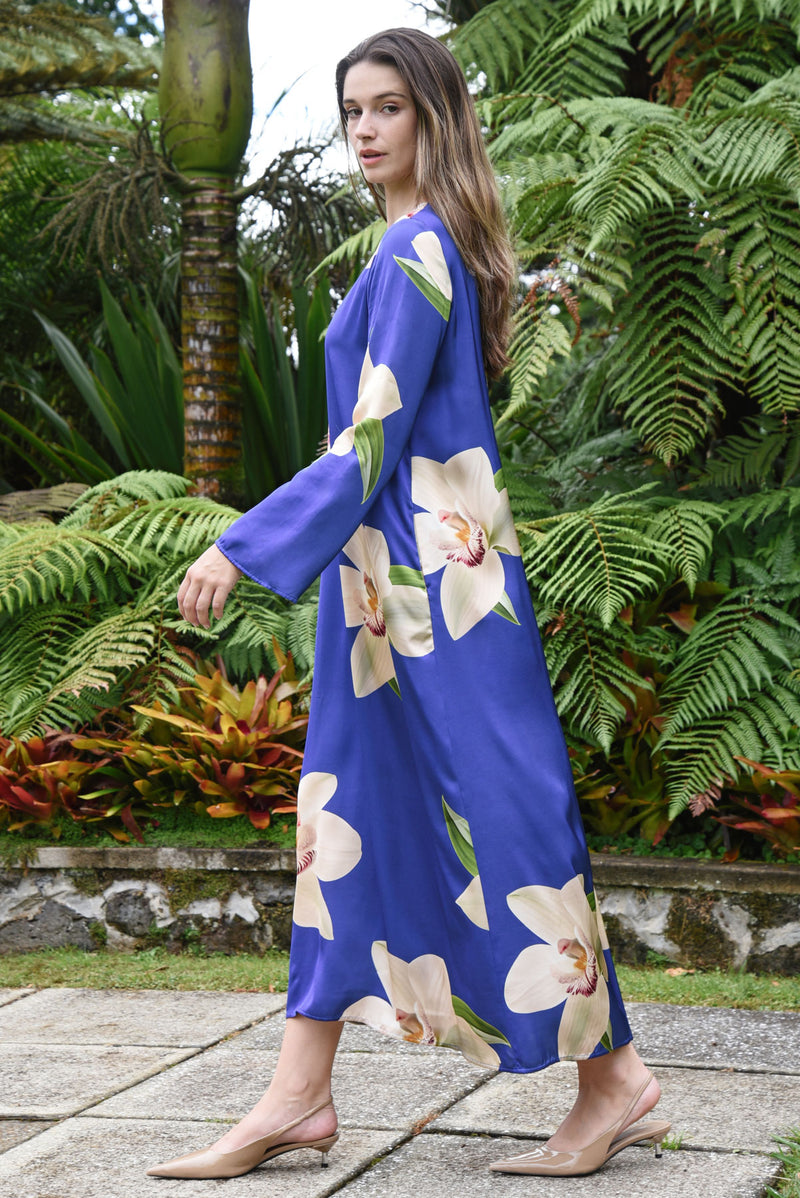 blue orchid dress CURATE CHARGE IT TO MY ROOM DRESS-BLUE – Trumps Clothing Do Not Iron collection:SPR26 Modest Front Split Simple Size:7 E