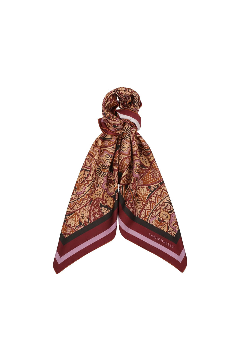 KAREN WALKER PAISLEY CLASSIC SILK SCARF-BURGUNDY MULTI – Trumps