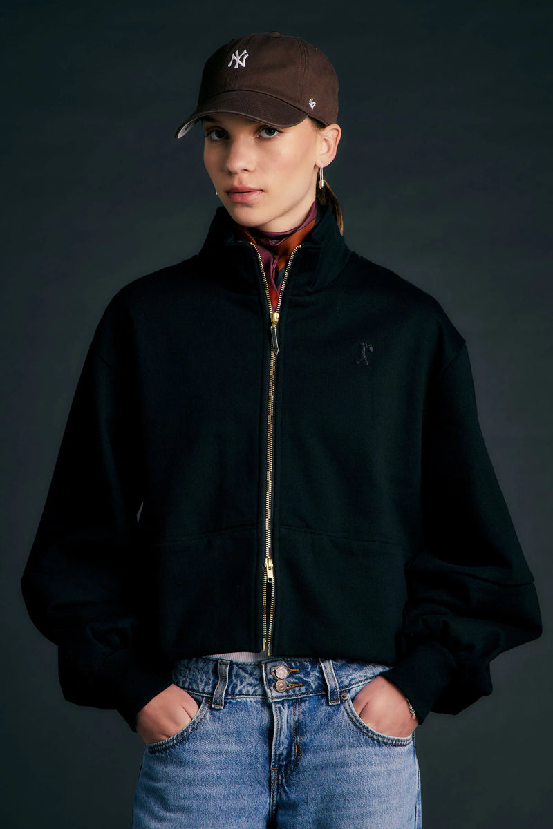 KAREN WALKER RUNAWAY ZIP FRONT SWEATSHIRT-BLACK – Trumps Clothing