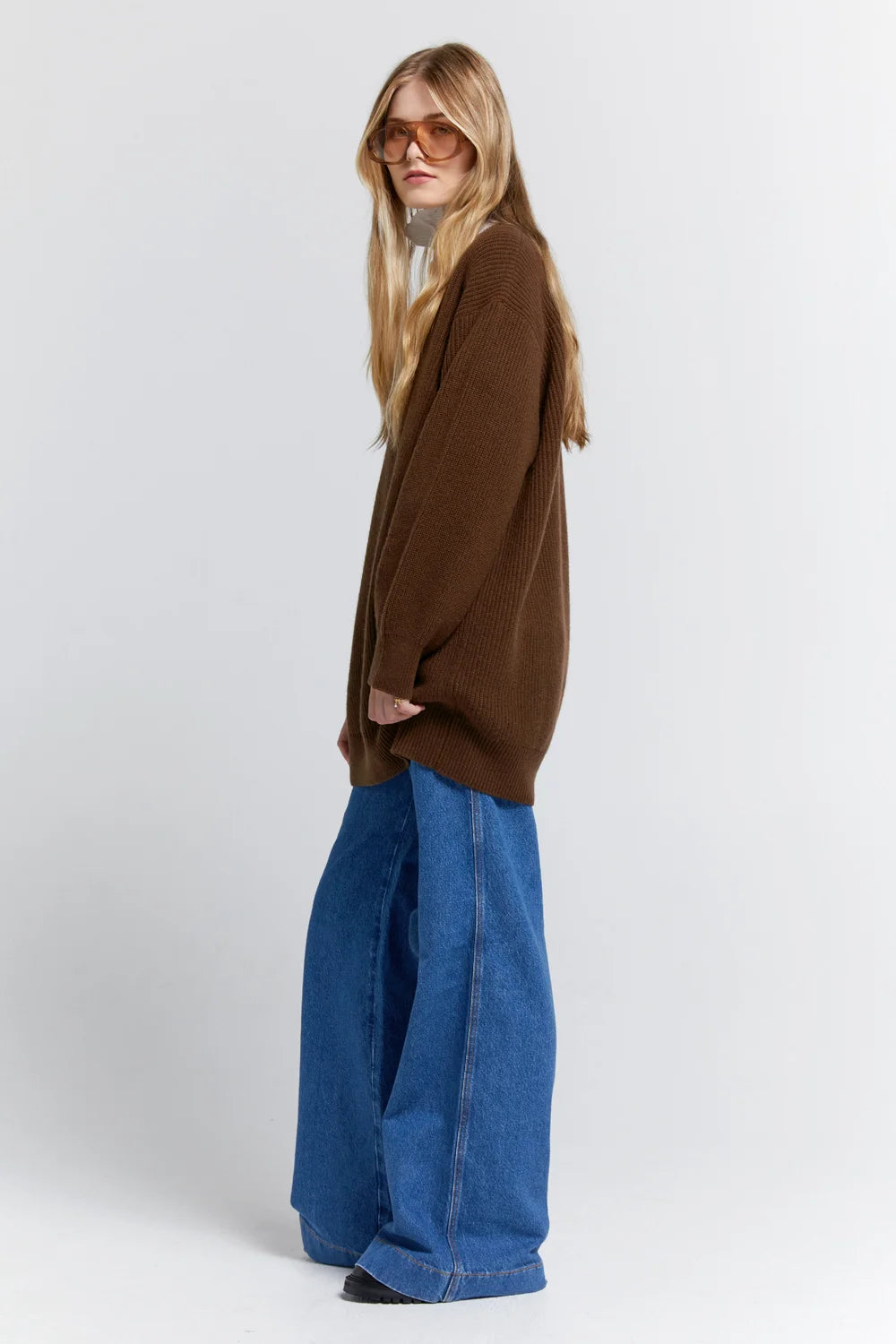KW NAOMI OVERSIZED CASHMERE SWEATER-BROWN