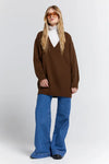 KW NAOMI OVERSIZED CASHMERE SWEATER-BROWN