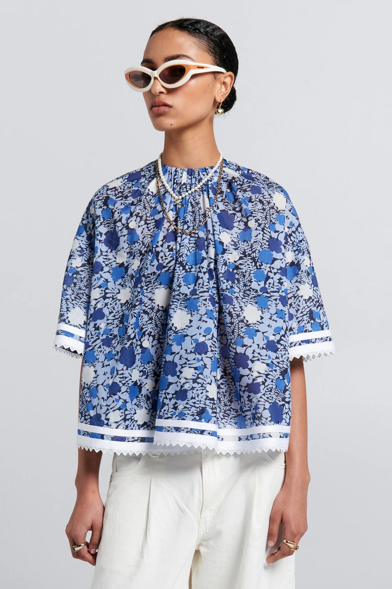 KAREN WALKER FIELD BLOUSE-BLUE MULTI