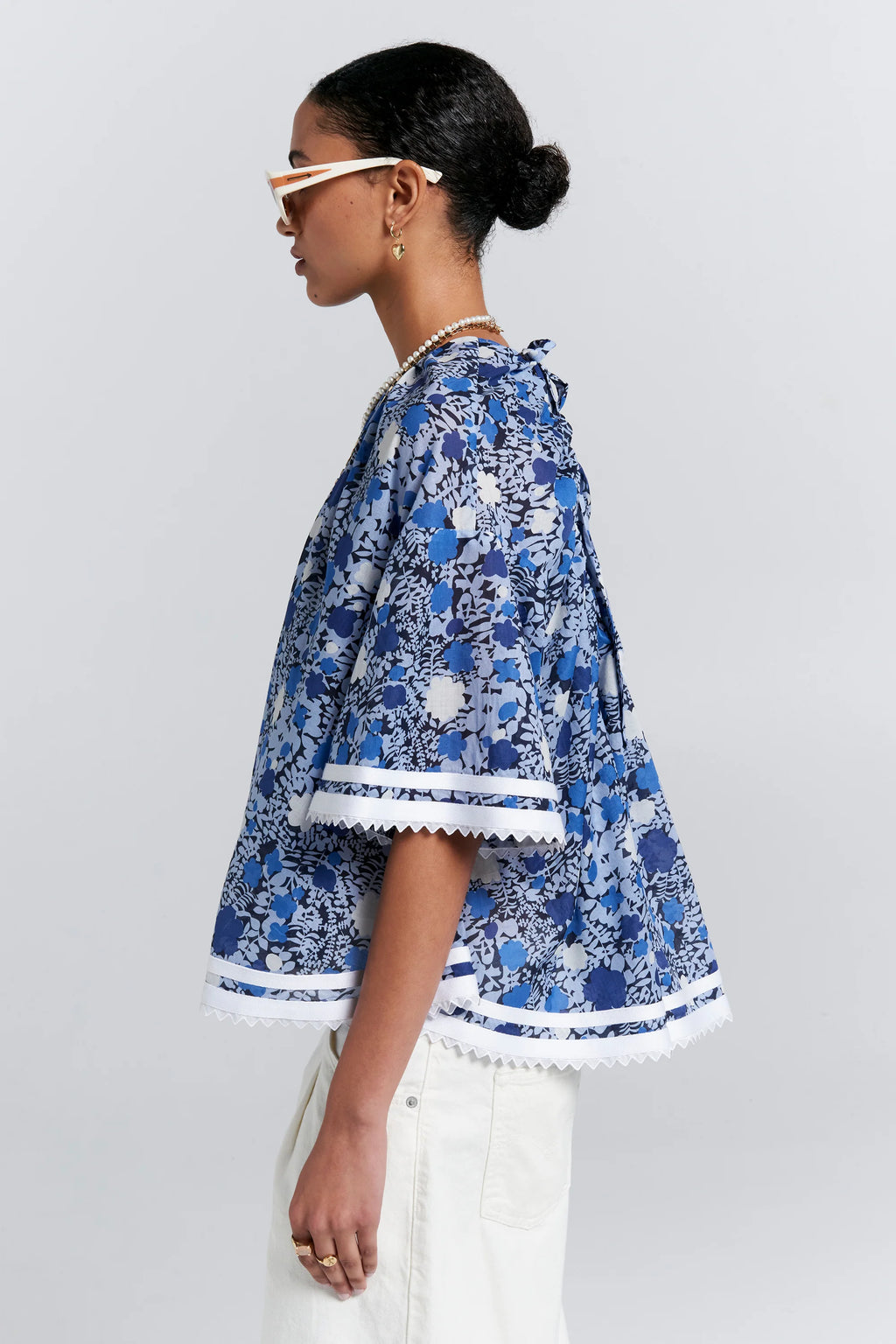 KAREN WALKER FIELD BLOUSE-BLUE MULTI