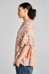 KAREN WALKER THEIA SMOCKED BLOUSE-PINK MULTI/WHITE