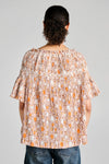 KAREN WALKER THEIA SMOCKED BLOUSE-PINK MULTI/WHITE