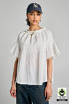 KAREN WALKER THEIA SMOCKED BLOUSE-WHITE/WHITE