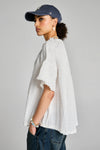 KAREN WALKER THEIA SMOCKED BLOUSE-WHITE/WHITE