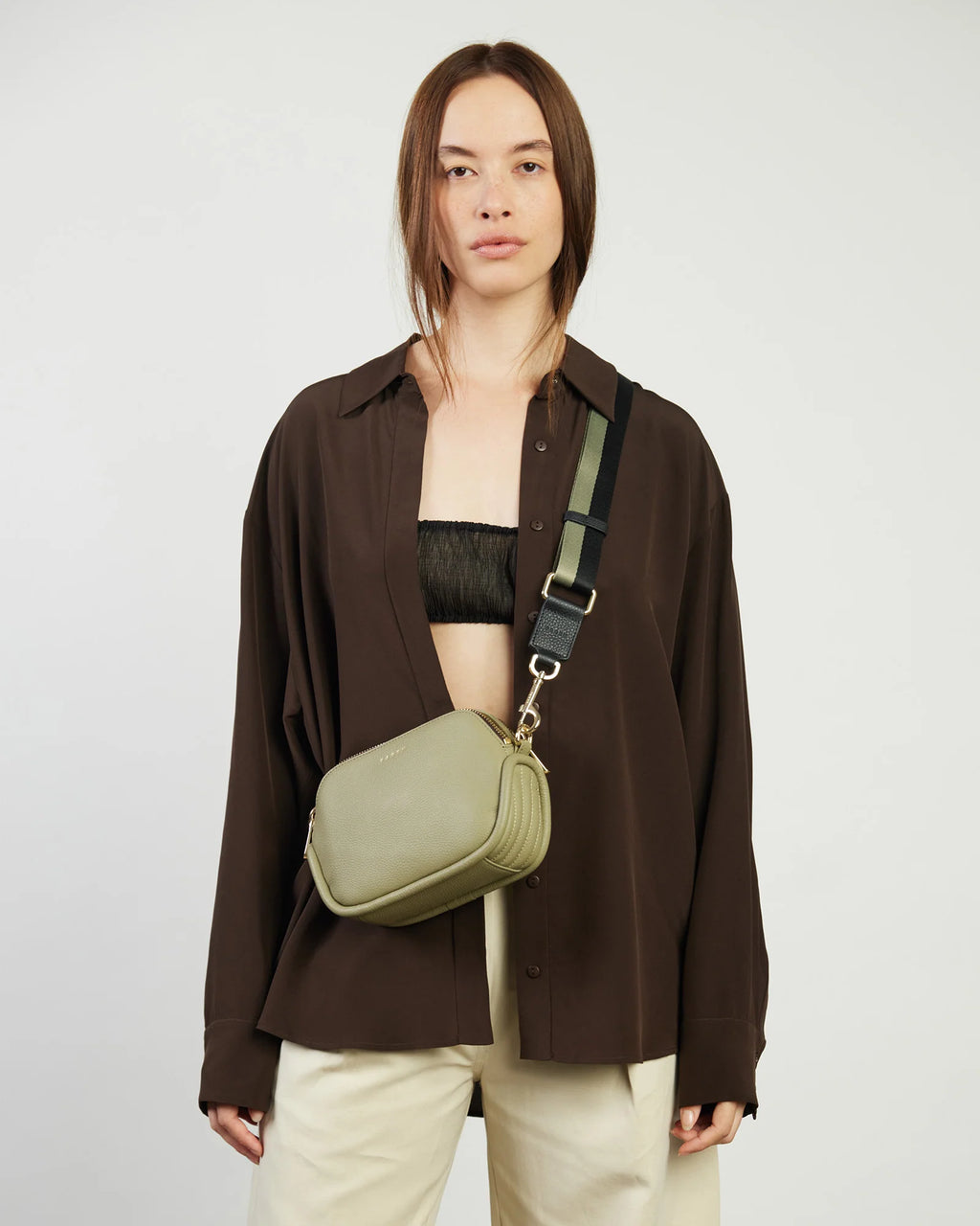 SABEN FEATURE STRAP WEBBING BLACK + EUCALYPTUS STRIPE