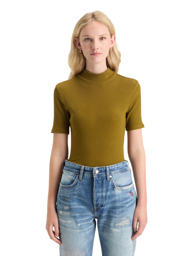 MAISON MOCK NECK RIB TEE