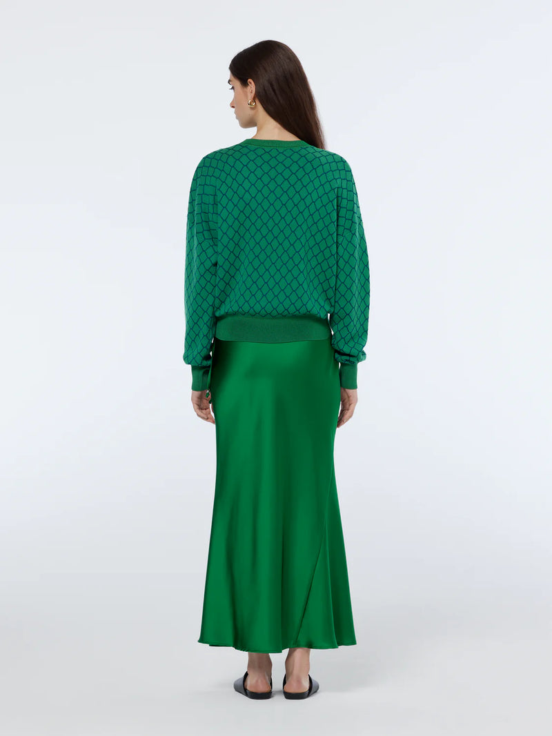 SCOTCH & SODA MIDI BIAS SKIRT-GREEN