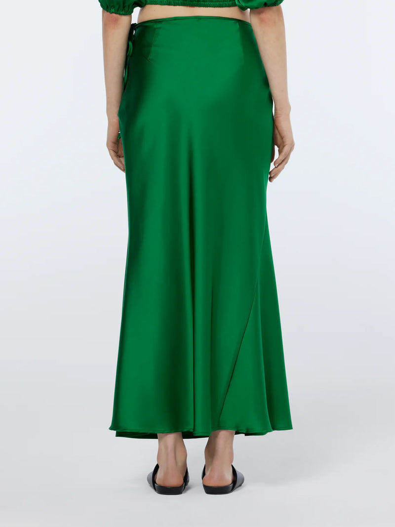SCOTCH & SODA MIDI BIAS SKIRT-GREEN