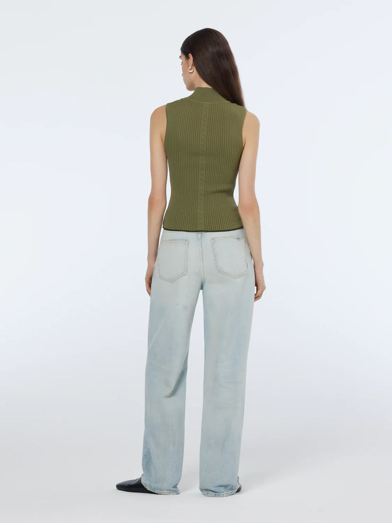 SCOTCH & SODA RIBBED KNITTED TANK-MILITARY