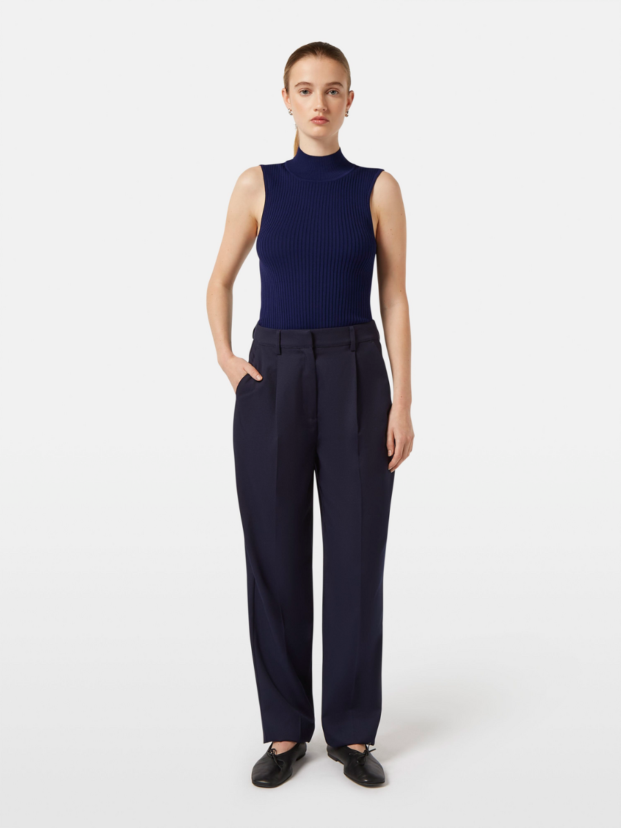 SCOTCH & SODA RIBBED KNITTED TANK-NAVY