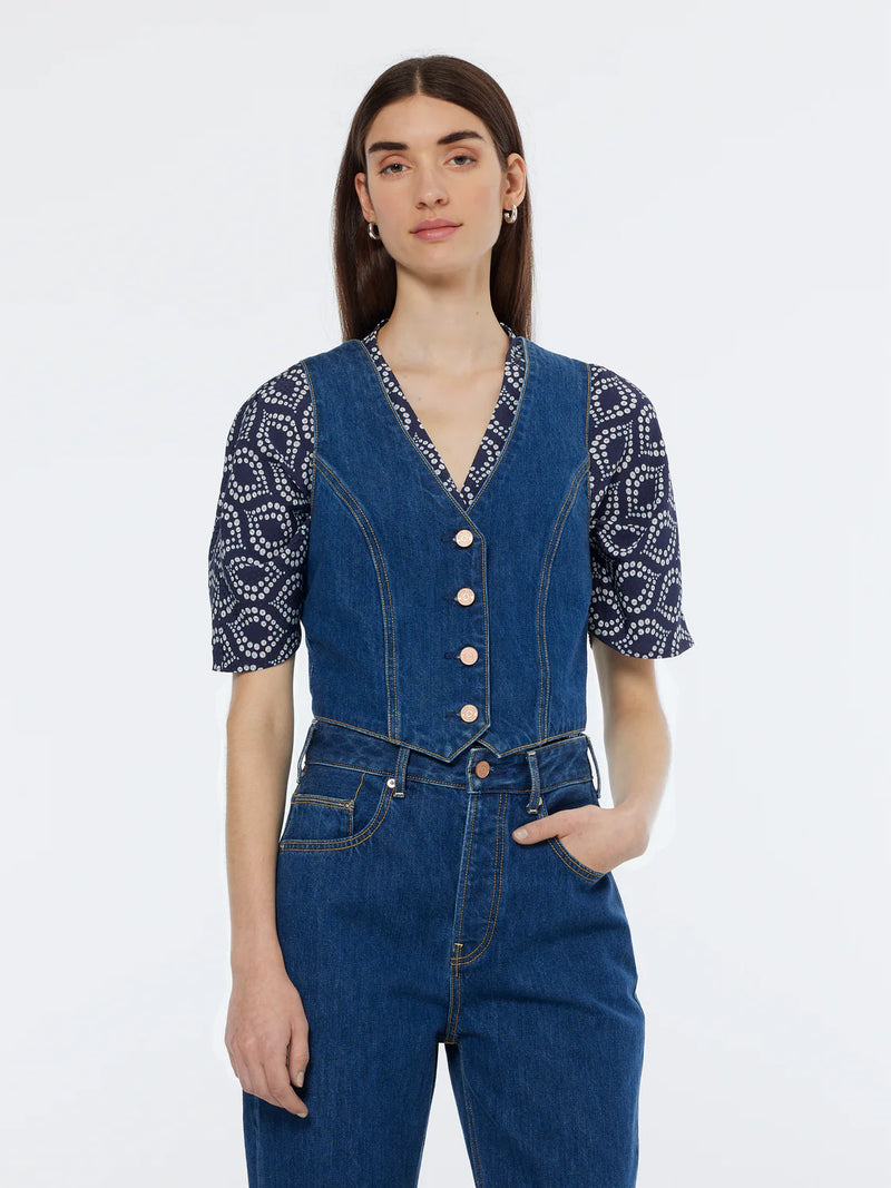 SCOTCH & SODA FITTED DENIM WAISTCOAT