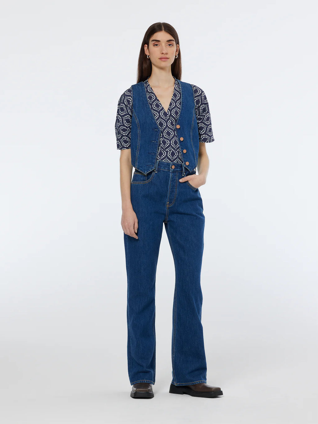 SCOTCH & SODA FITTED DENIM WAISTCOAT