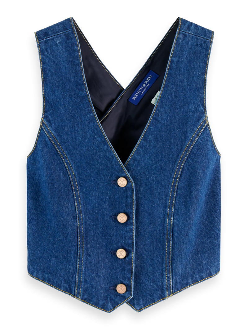SCOTCH & SODA FITTED DENIM WAISTCOAT