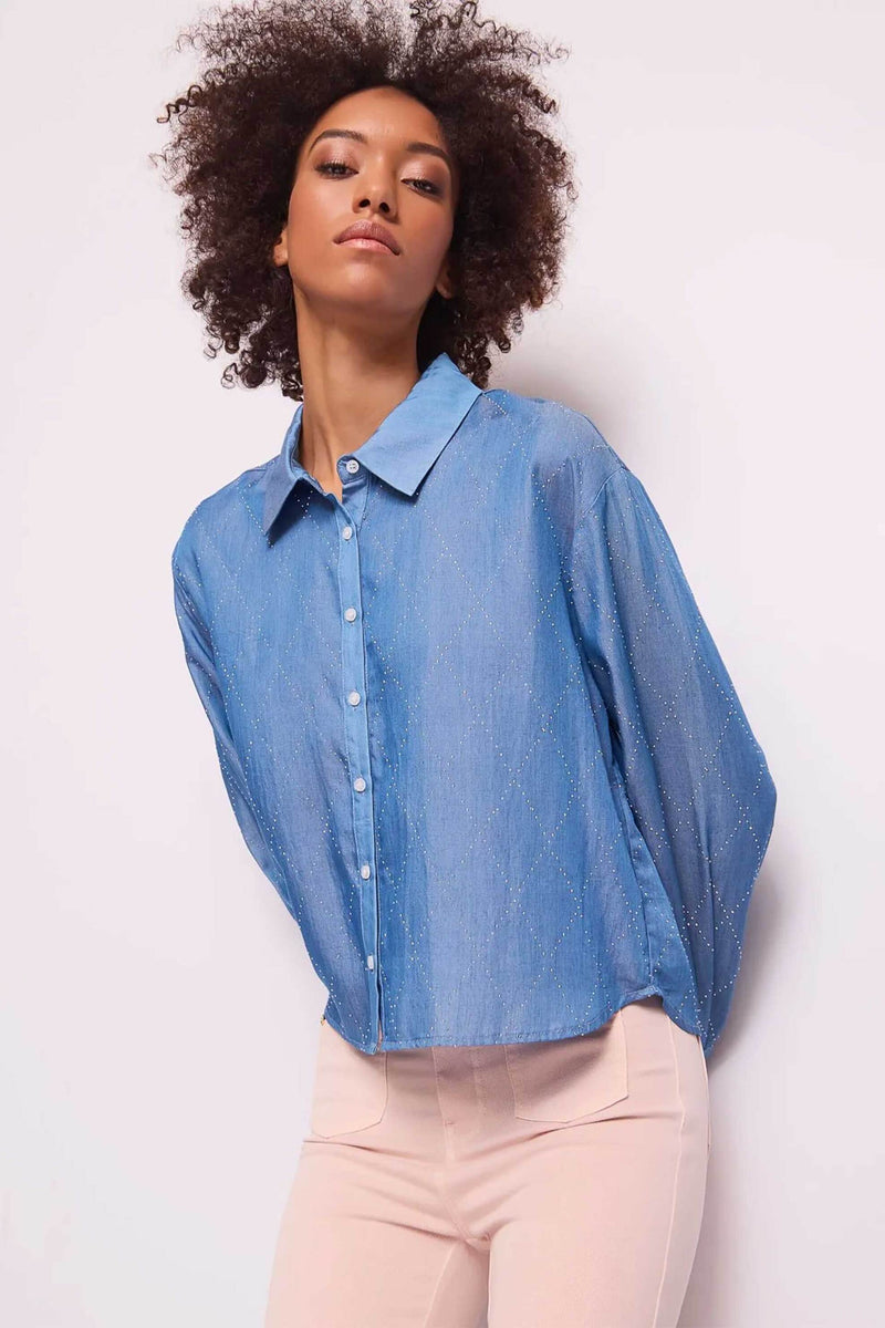 GAUDI CROPPED CHAMBRAY SHIRT