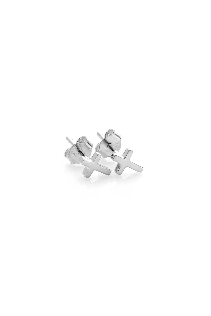 STOLEN TINY CROSS SILVER EARRING