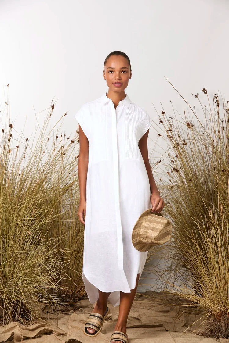 MAUD DAINTY BOBBY PINS DRESS-WHITE