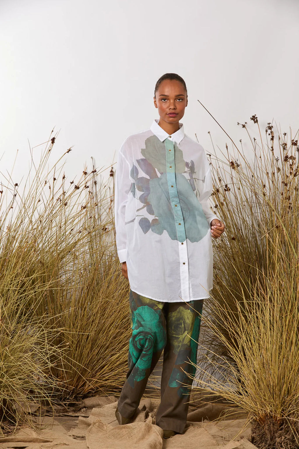 MAUD DAINTY CATS MEOW SHIRT-WHITE