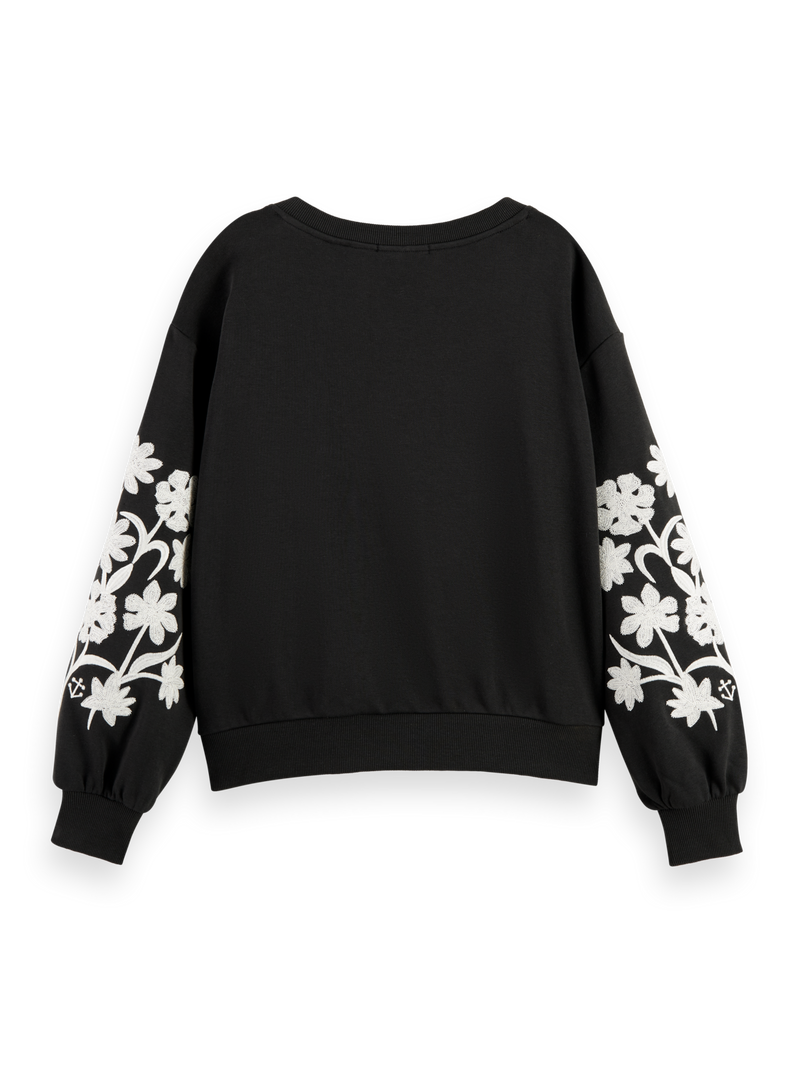 SCOTCH&SODA EMBROIDERED SLEEVE SWEAT