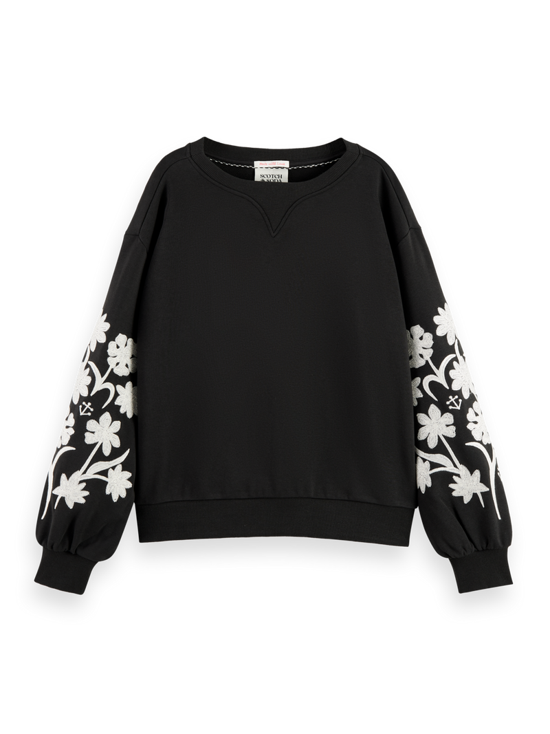 SCOTCH&SODA EMBROIDERED SLEEVE SWEAT