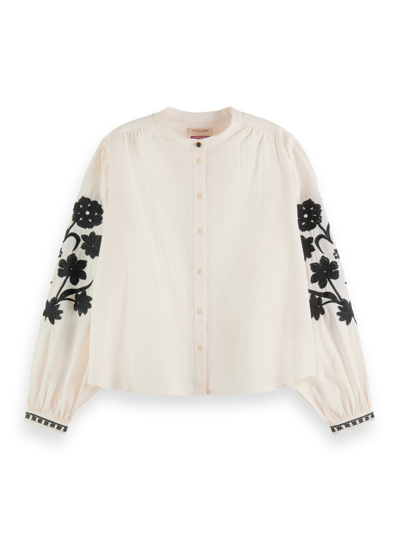 SCOTCH&SODA SHIRT WITH EMBROIDERED SLEEVE