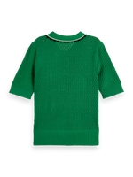 SCOTCH&SODA POINTELLE COLLARED KNITTED TEE