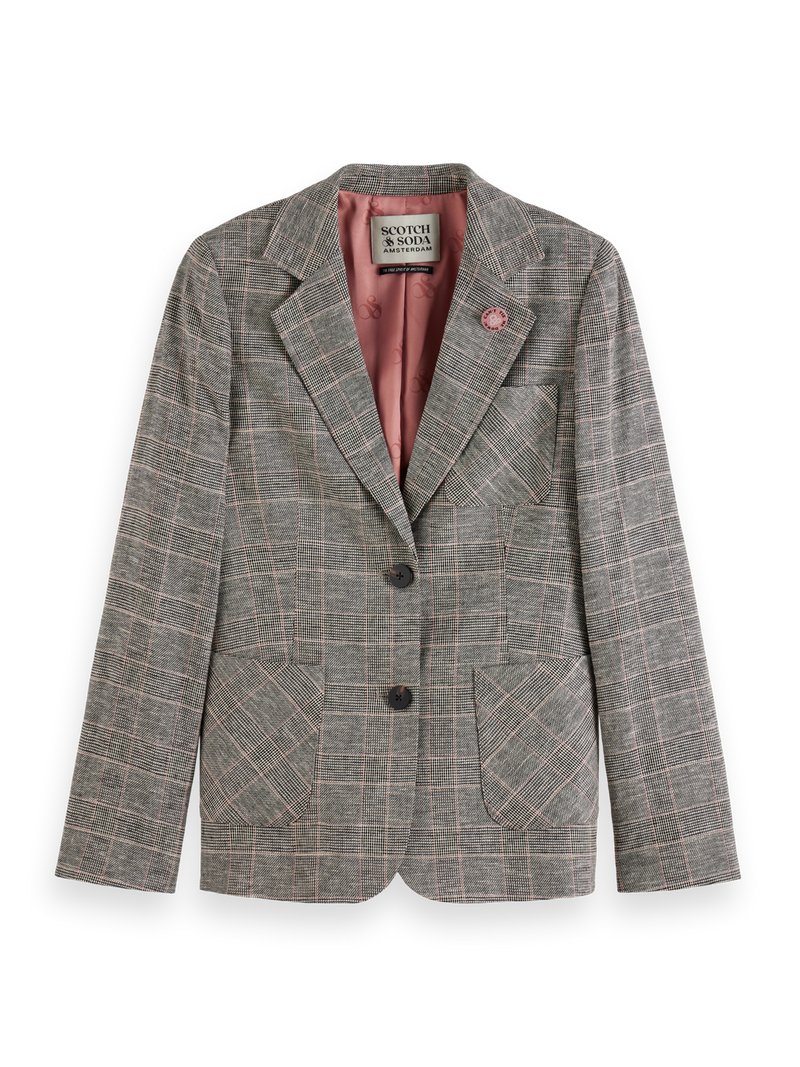 SCOTCH&SODA CHECK SINGLE BREASTED BLAZER