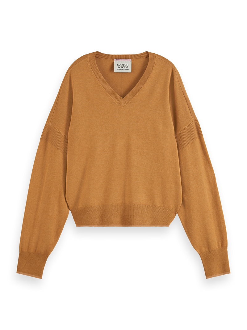 MAISON CORE V-NECK-TOBACCO