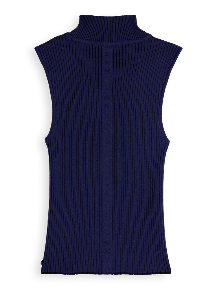 SCOTCH & SODA RIBBED KNITTED TANK-NAVY
