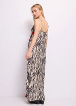 DENNY ROSE LONG PRINTED SATIN DRESS