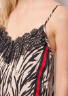 DENNY ROSE LONG PRINTED SATIN DRESS