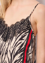 DENNY ROSE LONG PRINTED SATIN DRESS