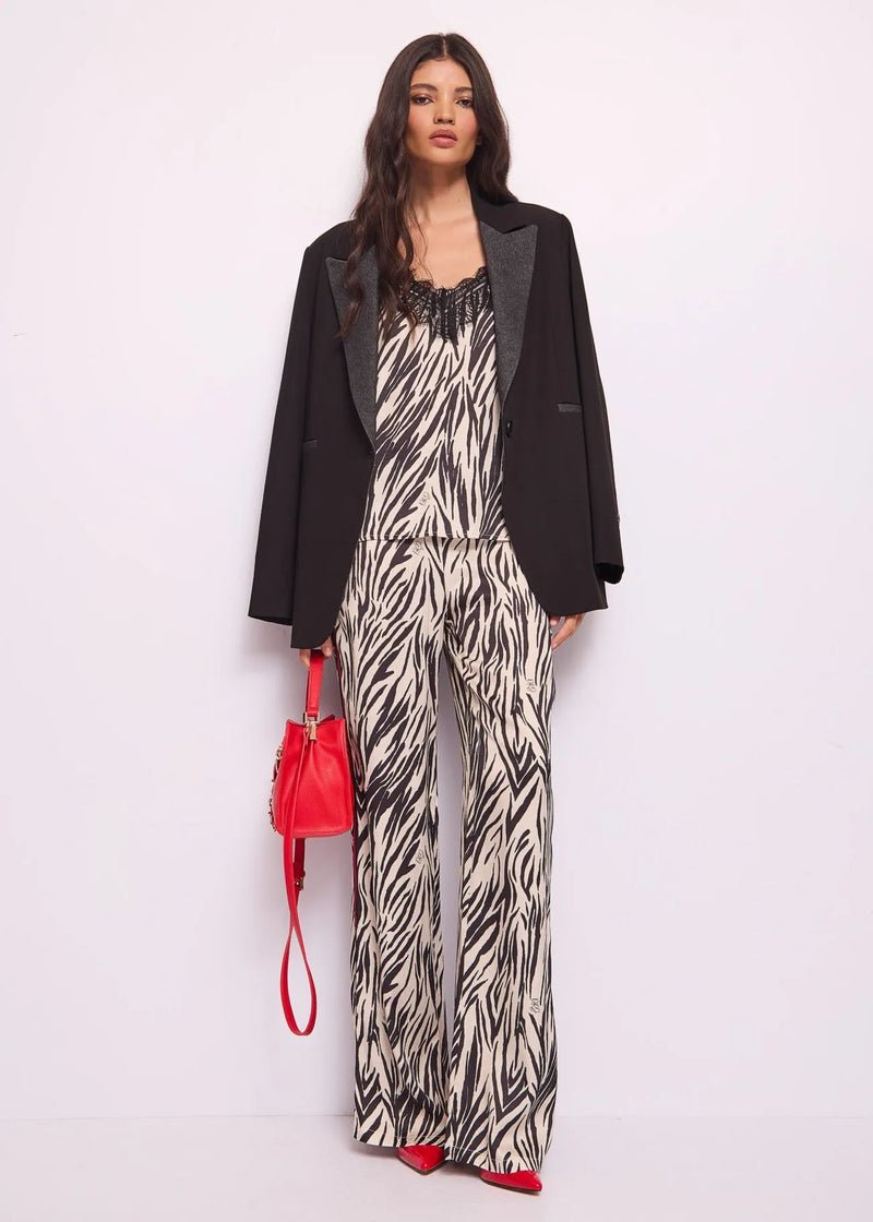 DENNY ROSE PRINTED SATIN PALAZZO TROUSER