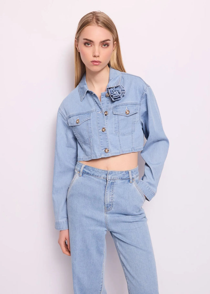DENNY ROSE SHORT COTTON DENIM JACKET
