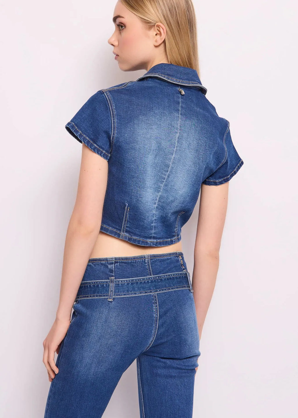 DENNY ROSE SHORT COTTON DENIM SHIRT