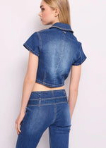 DENNY ROSE SHORT COTTON DENIM SHIRT