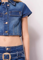 DENNY ROSE SHORT COTTON DENIM SHIRT