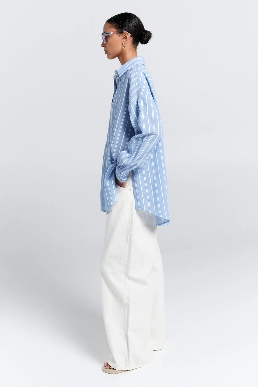 KAREN WALKER OVERSIZED WALKER SHIRT-BLUE