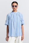 KAREN WALKER FLORET RUFFLE SHIRT-BLUE