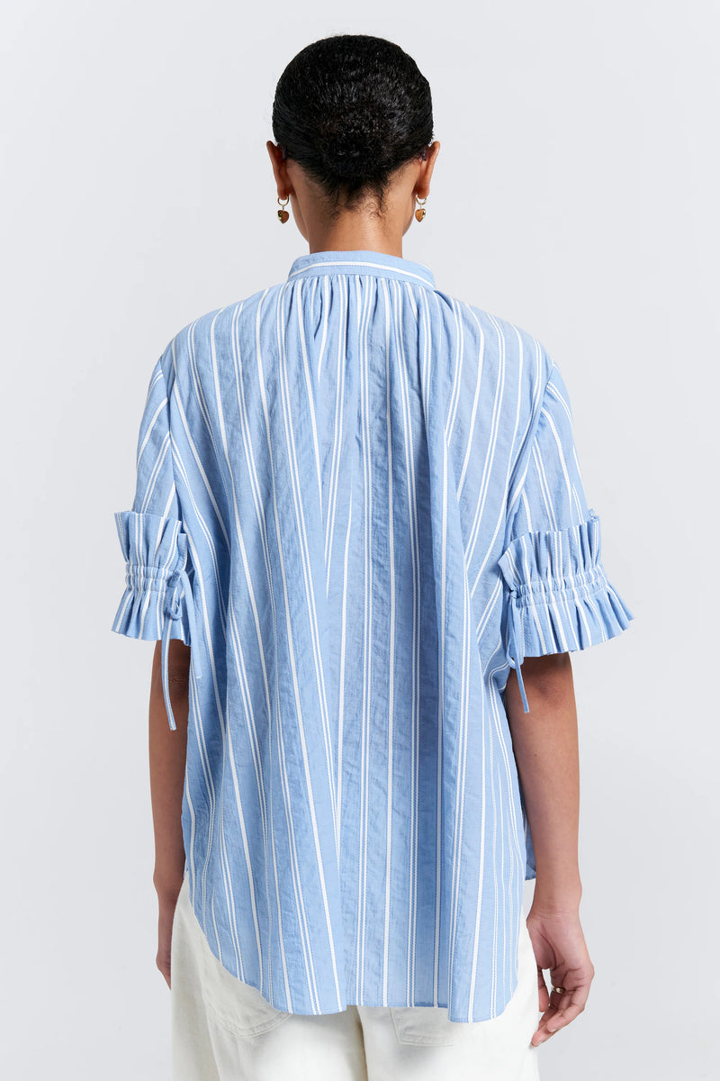 KAREN WALKER FLORET RUFFLE SHIRT-BLUE