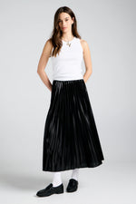 KAREN WALKER SUNRAY METALLIC PLEATED SKIRT 01-BLACK