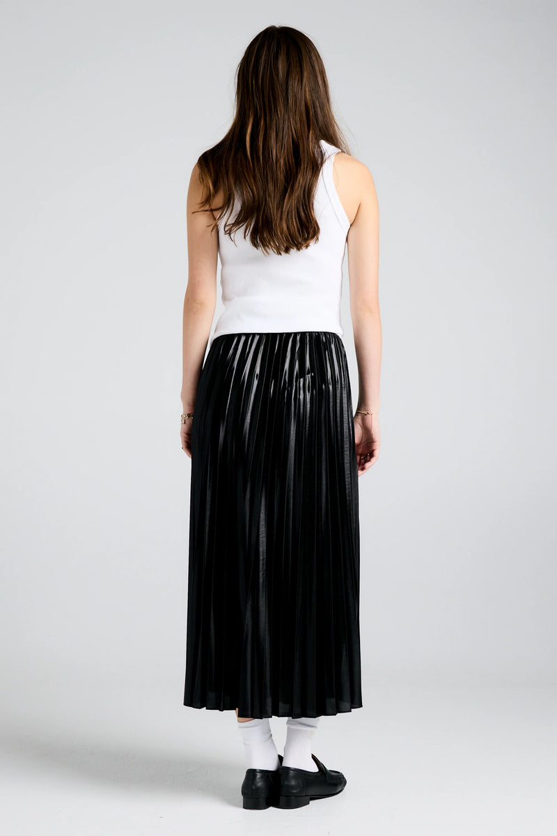 KAREN WALKER SUNRAY METALLIC PLEATED SKIRT 01-BLACK