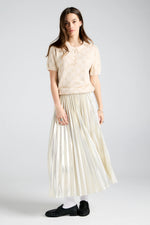 KAREN WALKER METALLIC SUNRAY PLEATED SKIRT 01-CREAM