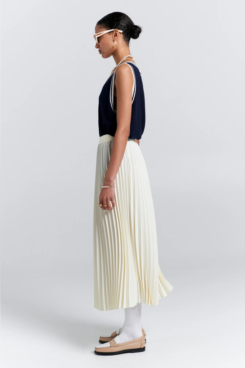 KAREN WALKER SUNRAY PLEATED SKIRT-CREAM