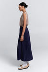 KAREN WALKER SUNRAY PLEATED SKIRT-NAVY