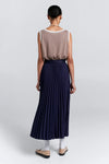 KAREN WALKER SUNRAY PLEATED SKIRT-NAVY