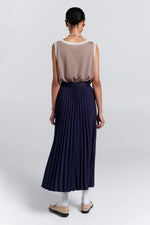 KAREN WALKER SUNRAY PLEATED SKIRT-NAVY