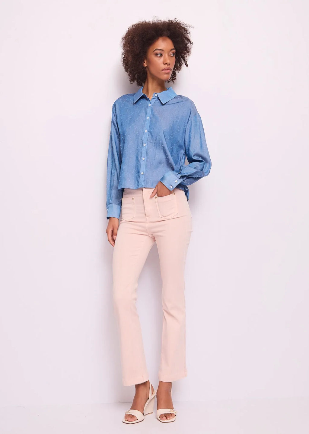 GAUDI CROPPED CHAMBRAY SHIRT